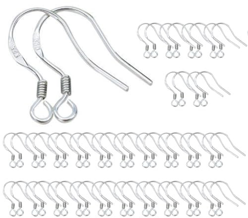 Visxcnu 50 PCS Ganci Orecchini Senza Nichel,Ganci per Orecchini Placcati in Argento,Ganci per Orecchio Ipoallergenici,Ganci Orecchini Fai da Te,Ganci Accessori per Fare Orecchini