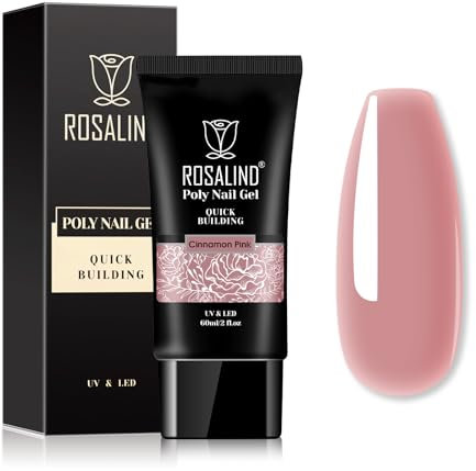 ROSALIND Extension Poly Nagelgel 60ml, Cinnamon Pink UV LED Quick Building Nail Gel, Poligel für Nägel, für Profesionelle Salon & zu Hause DIY, Geschenk für Nagelliebhaber