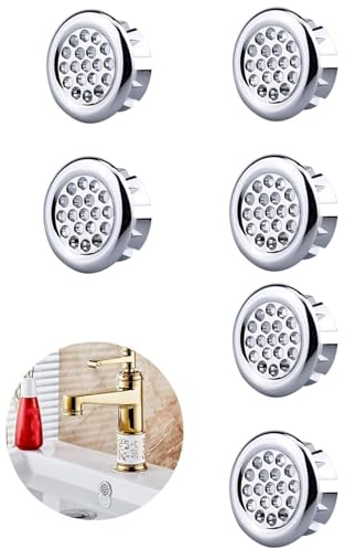 Anillo de Rebose del Fregadero,6 PCS Anillo Hueco Orificio Tapa Redonda Cubierta de Desbordamiento Tapa de Drenaje Hogar Estándar Insertar en el Orificio Tapas para Baño Lavabo de la Cocina Lavabo