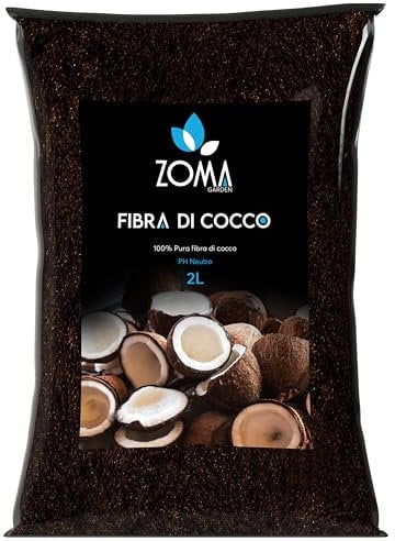 ZOMA Fibra di cocco per piante di qualità superiore, Terriccio universale composto al 100% di fibra di cocco pura, Terra per piante professionale ideale per coltivazione idroponica - 2 Litri