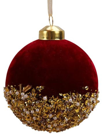 4 Stück Rote Glas-Weihnachtskugeln, Ornamente, 7,9 cm, Weihnachtliche Dekorative Glaskugeln, Hängende Freundschaftskugeln für Hochzeit, Party, Outdoor, Garten, Terrasse, Heimdekoration(Rot)