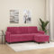 Willood 3-Sitzer-Sofa mit Hocker Weinrot 180 cm SamtMit dickem Kissen, Fußhocker Polster