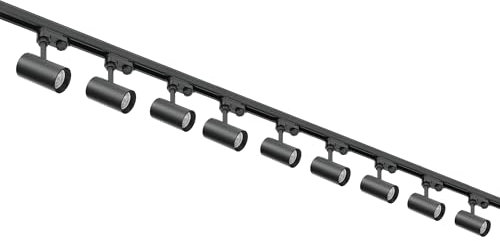ekobi NEXTRACK - 3-Phasen-Schienenset mit 9x GU10 Lampe, 1m+2m Schiene + Verbinder I (Schwarz)