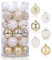 Weihnachtskugeln,Weihnachtskugeln Kunststoff,Weihnachtsbaumschmuck,30 Stück Weiße Gold Weihnachtskugeln,An Einem Weihnachtsbaum Hängen