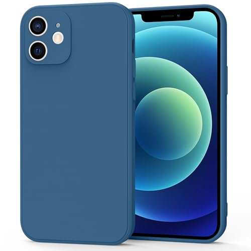 Tobfit Funda para iPhone 12, Carcasas Silicona Premium, Protección Completa Lente Cámara, Funda Protectora Resistente Arañazos y Caídas para Apple iPhone 12 6,1 Pulgadas, Azul Marino