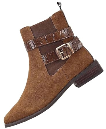 Stiefeletten Damen Retro Flach Damen Chelsea Casual Quatische Stiefel Damen Schwarz Damen Niedriger Absatz Cowgirl Stiefel Stylisch & Praktisch Winterstiefel Damen Cowboystiefel Damen