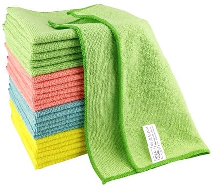 IDEA HOME-24 Stück Mikrofasertücher Putzlappen Staubtücher Reinigungstücher Putztücher Allzwecktücher 30x30cm Farbig Sortiert