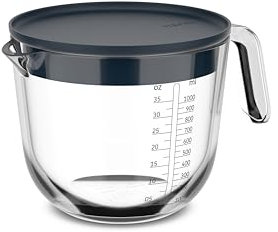 Mepal - Verre doseur en verre + couvercle Chef it - Graduation facile à lire - Passe au four et micro-ondes (sans couvercle) - Verre de haute qualité - Passe au lave-vaisselle - 1000 ml - Navy