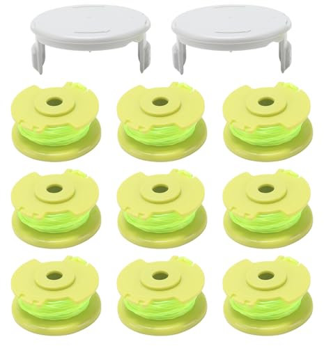 COEWUR 9 Pezzi Bobina a Filo per Tagliabordi Rocchetto Filo Tagliabordi Ø2 mm Bobina Ricambio Decespugliatore per String Trimmer 24V 40V 18V RY40204 RY40220 (con 2 Tappi)