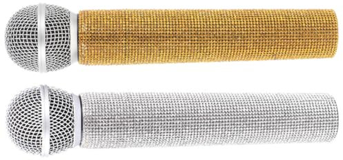 ERINGOGO Microfono Giocattolo Finto 2 Pezzi Strass Per Feste e Spettacoli, Accessori Microfono Simulati Creativi in Plastica e Metallo, Gioco Di Finzione Adatto a Ragazzo Ragazza e Famiglie