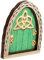 BESPORTBLE Feentor für kindergeschenke Gartenaccessoire Kinderzimmerdekoration bastelzeug Haustürdekoration künstlicher Farn Mini Puppenhaus Holztür Feentür schmücken hölzern