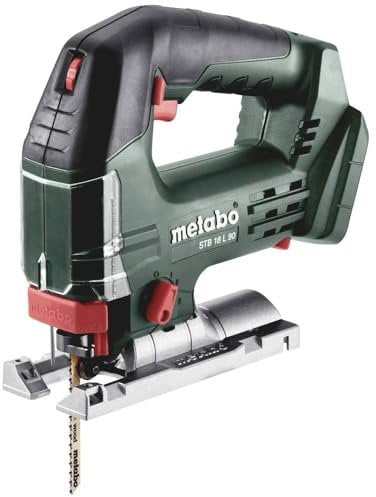 metabo Akku-Stichsäge STB 18 L 90-18 V, CAS, 90 mm Schnitttiefe, 4-fach Pendelhub - Werkzeugloser Sägeblattwechsel, Softgrip, Späneblasfunktion, LED-Licht, Absaugung, für Holz, Metall & Kunststoff