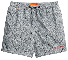 Superdry Herren 43cm lange Badeshorts mit durchgehendem Print Superdry Schwarz-Weiß L