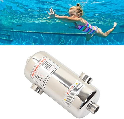 SustVita 40 kW Poolwärmetauscher, Edelstahl-Rohrschalen-Wärmetauscher für Spa, Schwimmbad, Whirlpool und Solar-Poolheizung