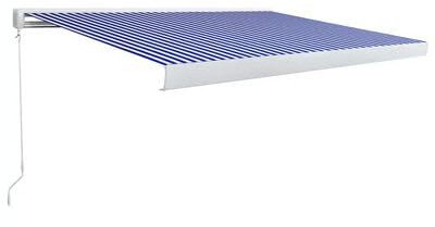 Manuelle Kassetten-Markise 350x250 cm Blau und Weiß