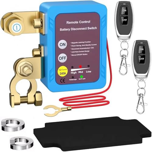 Remote Car Battery Disconnect Switch 12V 240A with LED Digital Display - Remote Control Isolator Switch with 2 Remote Controls, Energy-Saving and Anti-Theft for Efficient Battery Protection