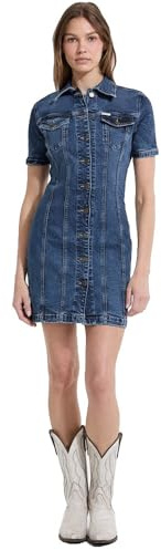 GUESS Abito Donna in Jeans W5YK55D5R11 (IT, Testo, M, Regular, Regular, Blu)
