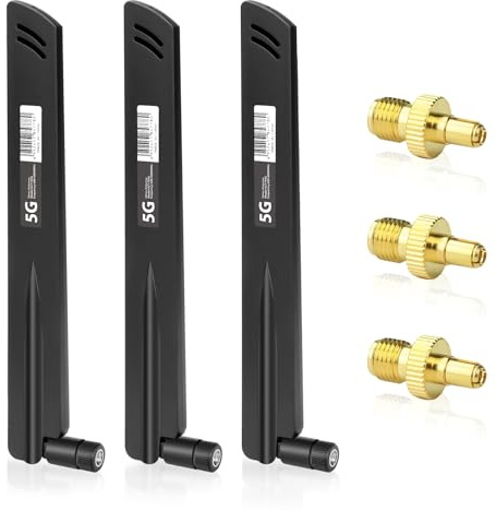 Diymore 3PCS 5G SMA Antenna 8dBi High-Gain Omnidirectional Antenna for 4G LTE Router, 600-6000MHz, WiFi Modem, IoT Devices, Smart Home, Robots (Waterproof, Lightning Protection) - Black