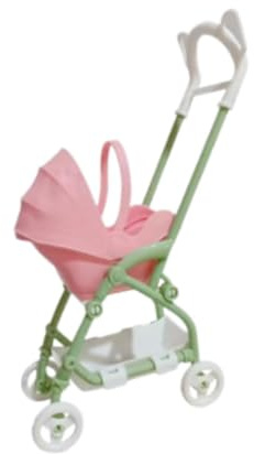 MERIGLARE Puppenwagen Babyspielzeug Mini Puppenwagen Puppenstuben Zubehör Kinderwagen Aus Stabilem PP Material für Puppensammlung Rollenspiele Dekoration Kinder, Weiß