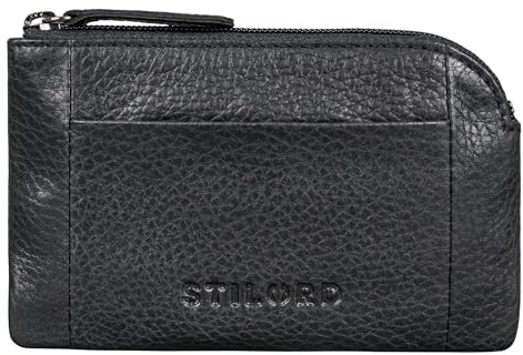 STILORD Jannik Vintage Schlüsselmäppchen Leder Schlüsseletui mit Extra Münzfach | Schlüsselmäppchen Echtleder Schlüsseltasche mit Reißverschluss | Mit RFID Schutz Farbe:schwarz