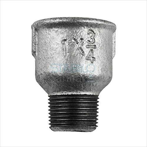 Temperguss Reduziermuffe 1' Zoll Innengewinde x 3/4' Zoll Aussengewinde Reduzierung Rohr verzinkt Fittings