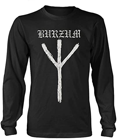 Burzum Rune Band Logo Long Sleeve T Shirt L Black