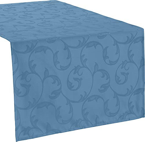 Erwin Müller Tischläufer Greven abwaschbar blau Größe 50x150 cm