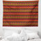 ABAKUHAUS aztekisch Wandteppich, Vintage Peruanische Motive aus Weiches Mikrofaser Stoff Waschbar ohne Verblassen Digitaldruck, 150 x 110 cm, Dunkelrot Orange