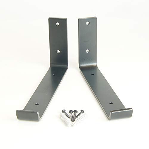 Rustic Scaffold Board Heavy Duty Shelf Brackets/Shelving Industrial Iron/Steel (Pair) by BMF Direct® (225mm Up Black)