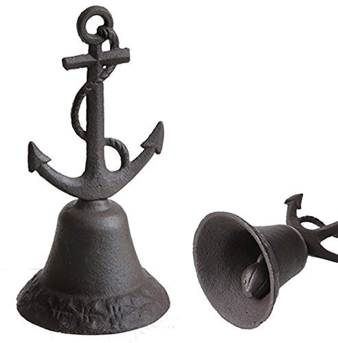 Dio Glocke maritim, mit Anker, Dunkelbraun, aus Gusseisen, ca. 8,5x17,5 cm