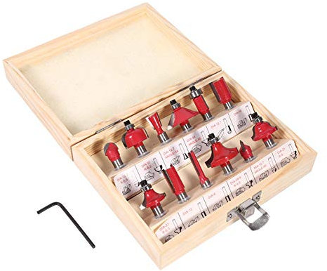 KATUR Set di punte per router in carburo di tungsteno da 12 pezzi con codolo da 1/4 pollice, utensili per frese per la lavorazione del legno per il miglioramento domestico e fai-da-te