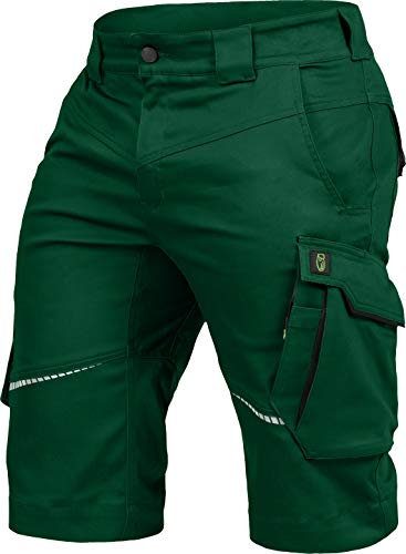 Leibwächter Arbeitsshorts Herren Flex Line Grün – Größe 56 – Robuste Cargo Hose mit Taschen – Handwerker Shorts – Berufsbekleidung – Multifunktionshose mit Reflektoren