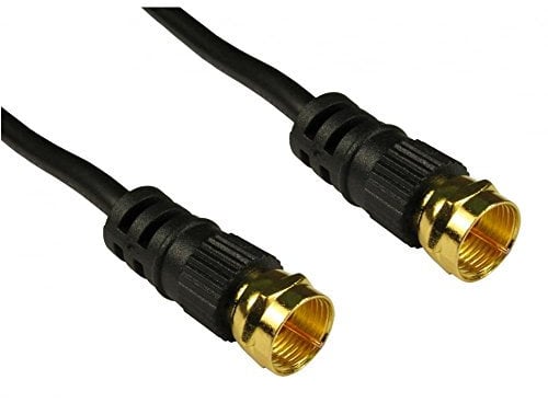 Coaxial Satellite Cable F Type Screw Connector Lead For Sky Black/White GOLD VIRGIN MEDIA SKY Q HD TV TIVO & SUPERHUB (0.5 Meter, Black)