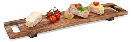 ROMINOX Geschenkartikel Servierbrett // Parma – edles Servierbrett aus Akazie, stabile Füße, zum Servieren oder als Dekoration in Kombination mit Vasen oder Kerzen; Maße: ca. 50 x 12 x 3 cm