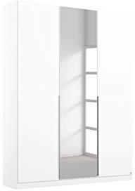 Rauch Möbel Alabama Schrank Kleiderschrank Drehtürenschrank Weiß mit Spiegel 3-türig inklusive Zubehörpaket Premium 2 Kleiderstangen, 7 Einlegeböden, 1 Schubkasteneinsatz BxHxT 136x229x54 cm