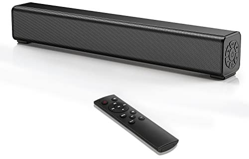 PC Soundbar, Wired and Wireless Computer Speaker Home Theater Stereo Sound Bar for PC, Desktop, Laptop, Tablet, Smartphone [RCA, AUX], Black