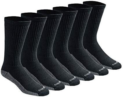 Dickies Men's Big & Tall Dri-tech Moisture Control Crew Socks Multipack, Black (6 Pairs), Shoe Size: 15-17