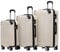 BEIBYE Hartschalen-Koffer Trolley Rollkoffer Reisekoffer Handgepäck 4 Rollen (M-L-XL-Set) (Creme White, Set)