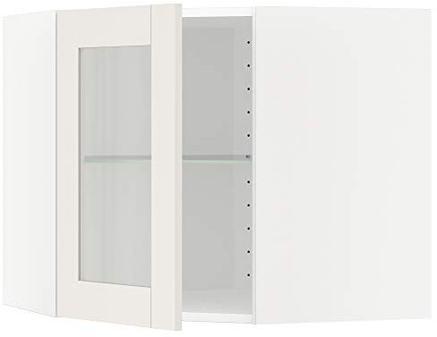 METOD Eckwandkabine mit Regalen / Glas Dr 67,5x67,5x60cm weiß/sävedal weiß