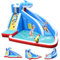 GOPLUS Château Gonflable en Tissu d’Oxford avec Toboggan et Pistolet à Eau,Aire de Jeux Aquatique avec Divertissements Multiples, Idéal pour Enfants Plus de 3 Ans (Requin) (sans Souffleur)
