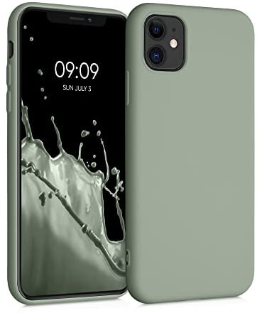 kwmobile Case Compatible with Apple iPhone 11 Case - Slim Protective TPU Silicone Phone Cover - Gray Green