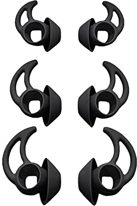 Adhiper QC/Sport Tapones para los oídos de silicona compatibles con Bose QuietComfort/Bose Sport auriculares inalámbricos in-ear, S M L 3 tamaños, 3 pares de tapones de silicona de repuesto (negro)