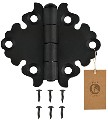 MORIA DESIGN Kreuzgehänge 2,5 x 80 x 70 mm | Scharniere für Kommoden, Möbel Schränke, Holzmöbel, Türen Möbel, kleine Fensterläden | Pulverbeschichtet | Schwarz