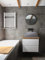 VBChome Meuble de salle de bain - 50 x 40 cm - Blanc - Armoire murale - Meuble de lavabo avec plan de travail - 2 tiroirs - Poignées usinées - Moderne et élégant - Meubles de salle de bain
