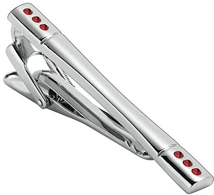 Krawattenklammer Edelstahl, Krawattenklammer Rot Krawattennadel Rechteck Tie Clip 5.5CM Zirkonia Schmuck Geschenke
