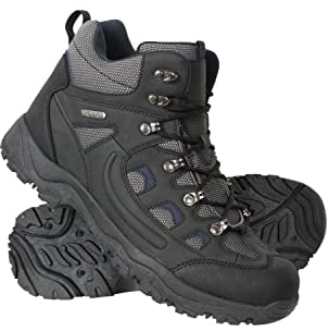 Mountain Warehouse Adventurer Mens Waterproof Boots - IsoDry Shoes with Synthetic Upper, Mesh Lining, Deep Lugs & EVA Cushioning - Spring Summer, Hiking & Outdoors Black Adult Shoe Size 9