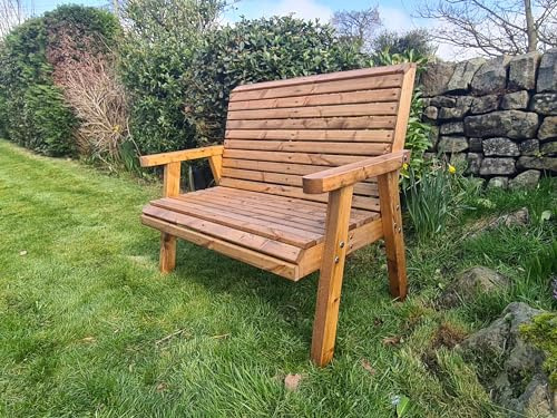 WOODEN GARDEN BENCH SITS 2, VALLEY BROWN BENCH