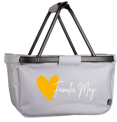 Herz & Heim® Einkaufskorb personalisiert/faltbar/modernes Design/Geschenk-Idee für Jedermann (Herz)