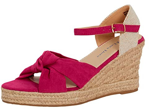 Lora Dora Sandalias de Cuña con Punta Abierta para Mujer Alpargatas Cuñas Nudos Correas de Hessian Sandalias con Envoltura de Tobillo, Rosa, 38 EU
