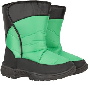 Mountain Warehouse Caribou Single Stripe Kids Snow Boots - Snowproof Shoes, Insulated Walking Boots, Warm, Sherpa Fleece Lining, High Traction Sole - For Green Kids Shoe Size 11